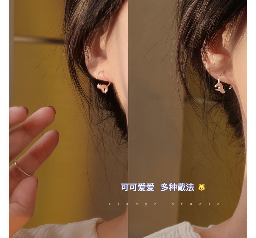 Silver Cat Earring Sterling