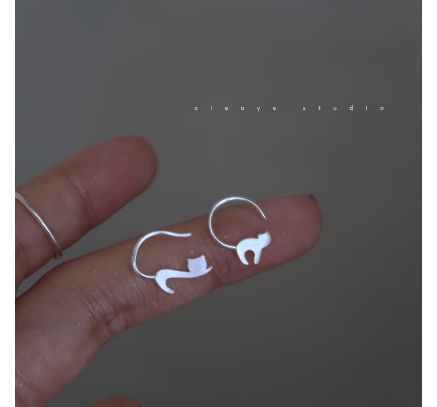 Silver Cat Earring Sterling