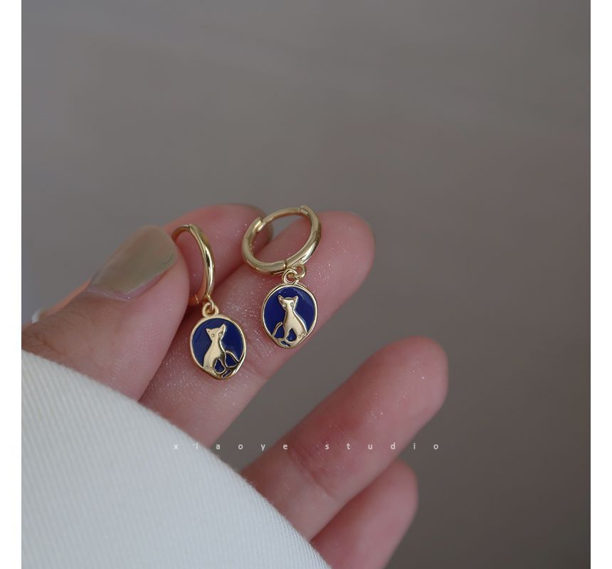 Cat Dangle Sterling Earring Silver