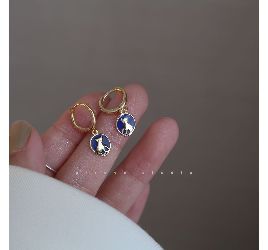 Cat Dangle Sterling Earring Silver