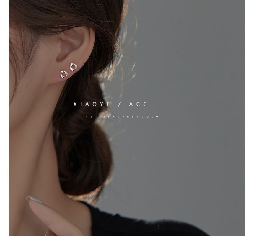 Silver Earring Triangle Twisted Sterling