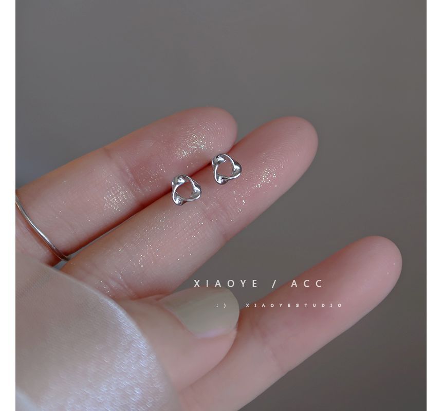 Silver Earring Triangle Twisted Sterling