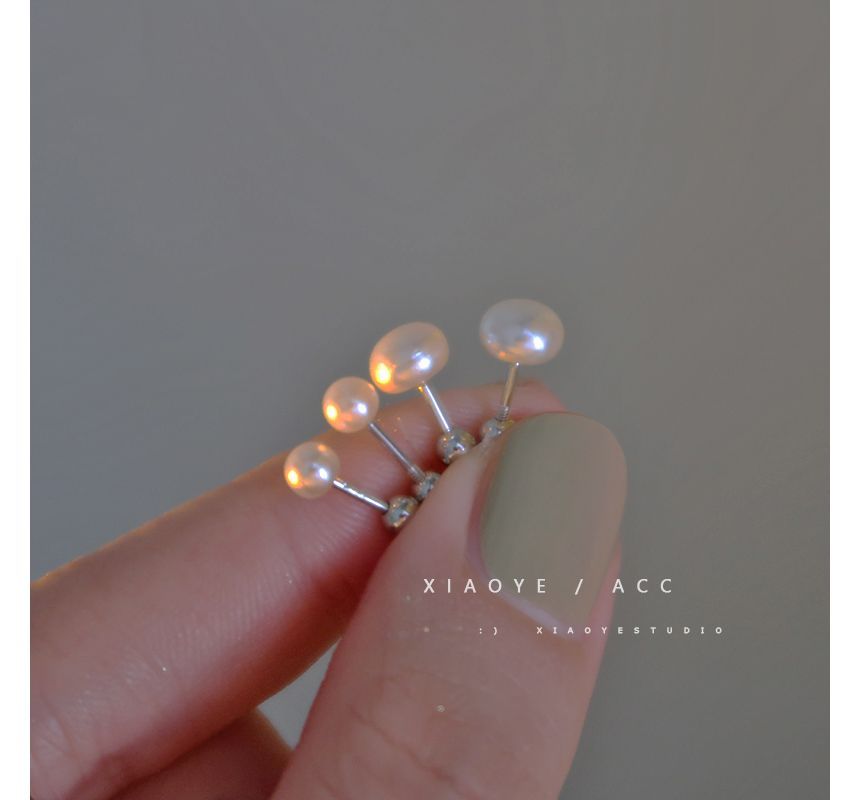 Pearl Freshwater Through Silver Earring Sterling