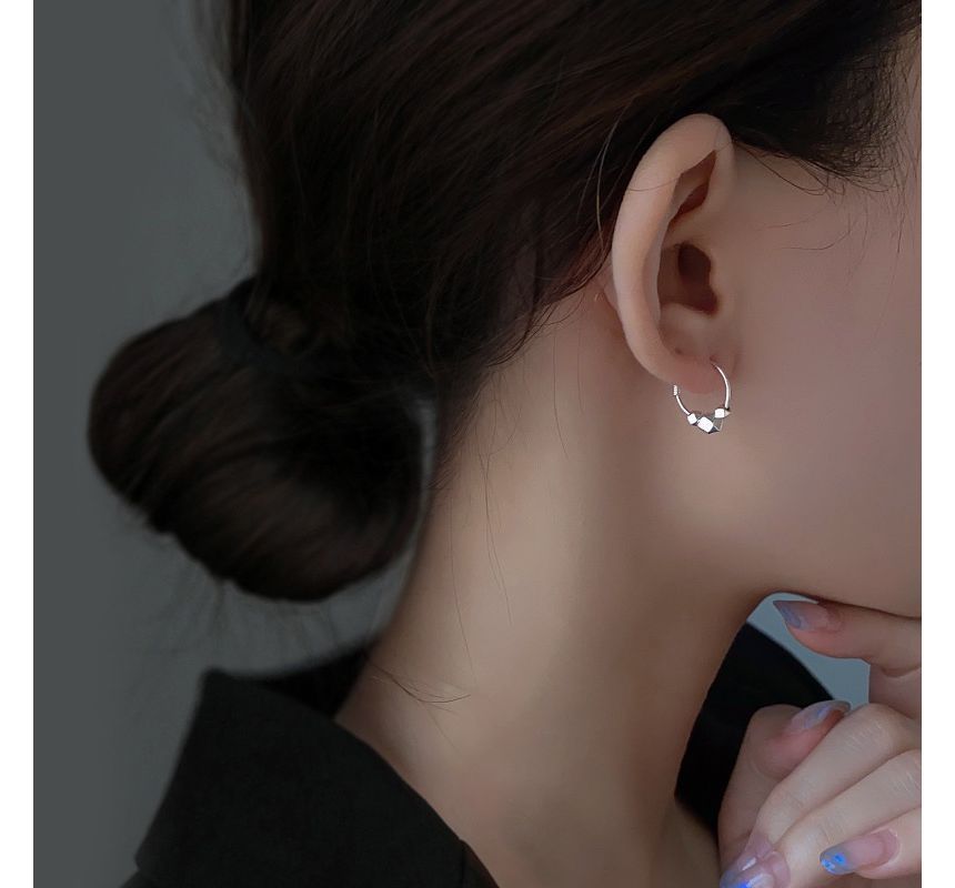 Earring Hoop Bead Silver Sterling