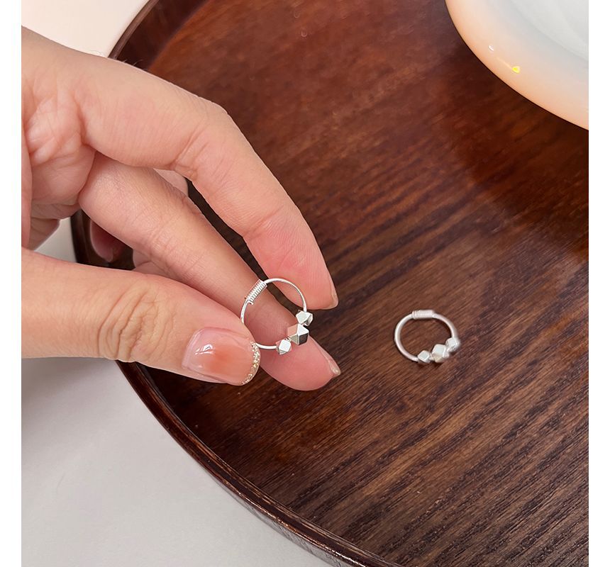 Earring Hoop Bead Silver Sterling