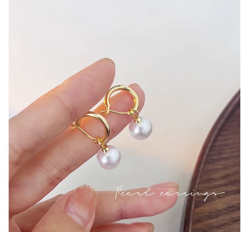 Dangle Sterling Pearl Earring Faux Silver