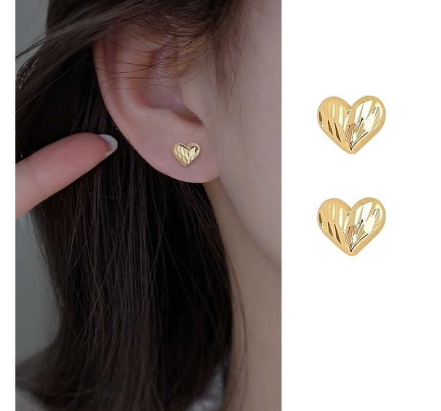 Textured Heart Earring Sterling Silver