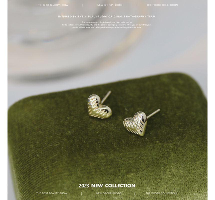 Textured Heart Earring Sterling Silver