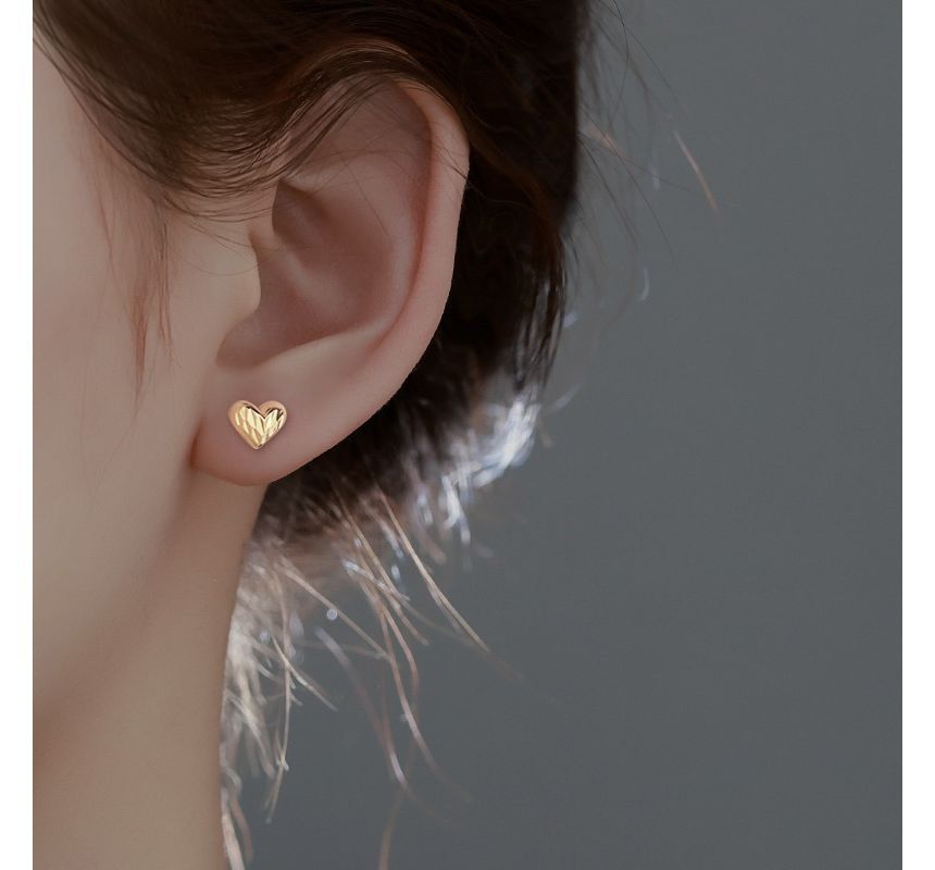 Textured Heart Earring Sterling Silver