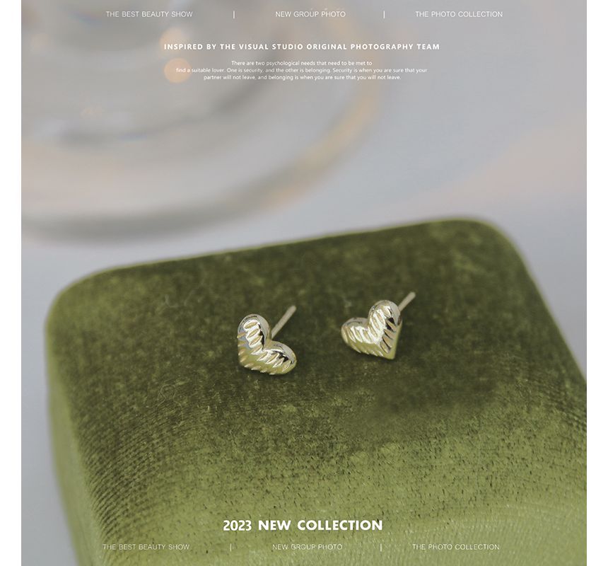 Textured Heart Earring Sterling Silver