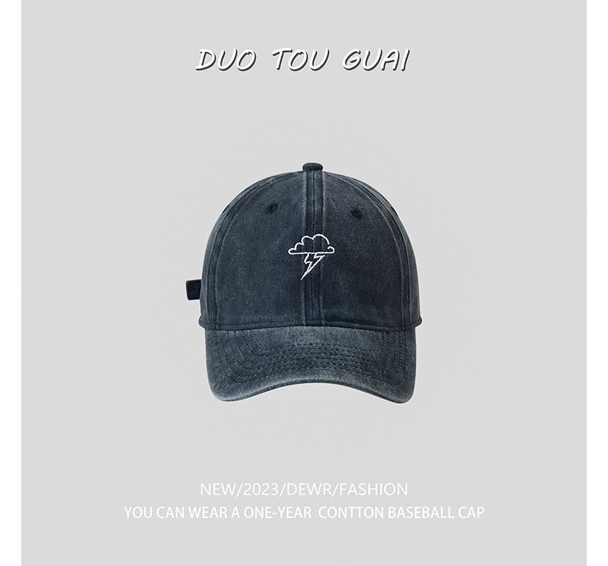Embroidered Baseball Cloud Cap Lightning