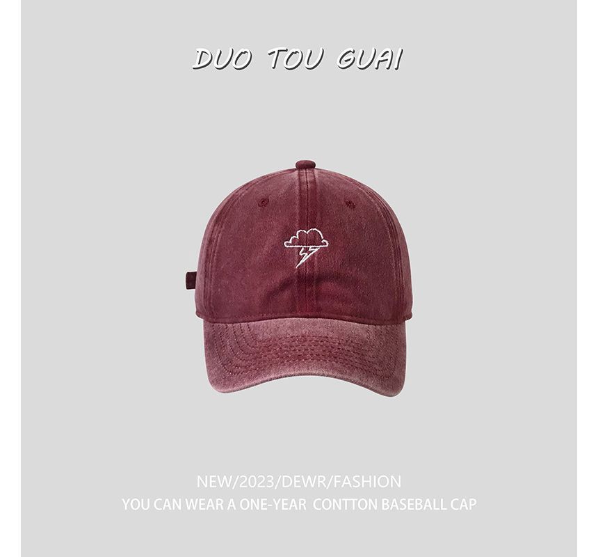 Embroidered Baseball Cloud Cap Lightning