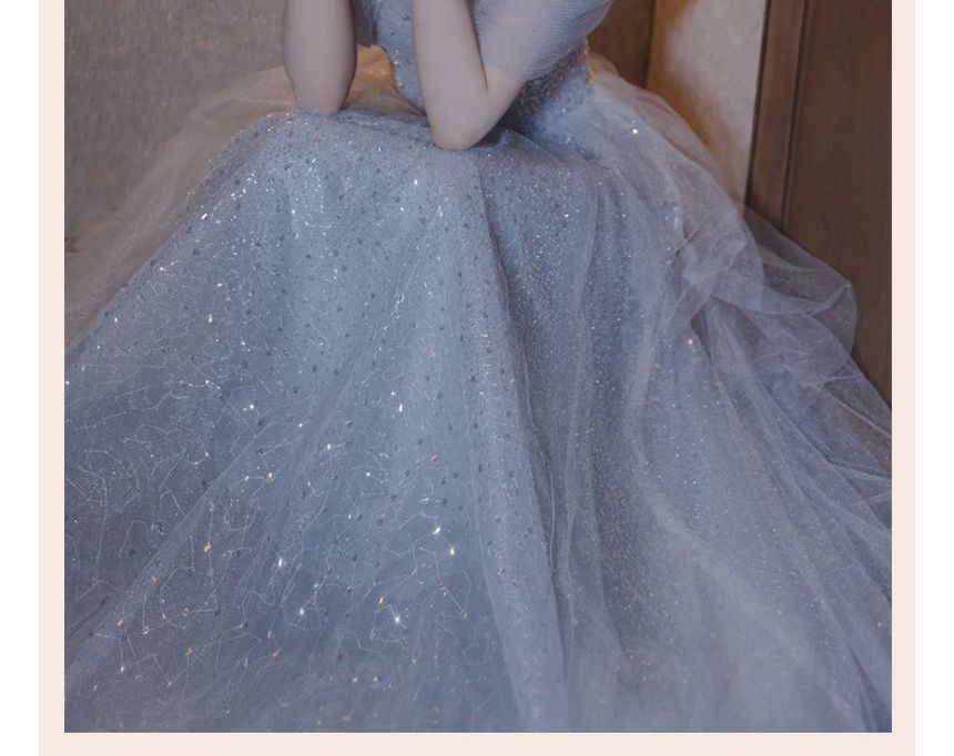 Glitter Midi A-Line Cold Evening Gown Shoulder