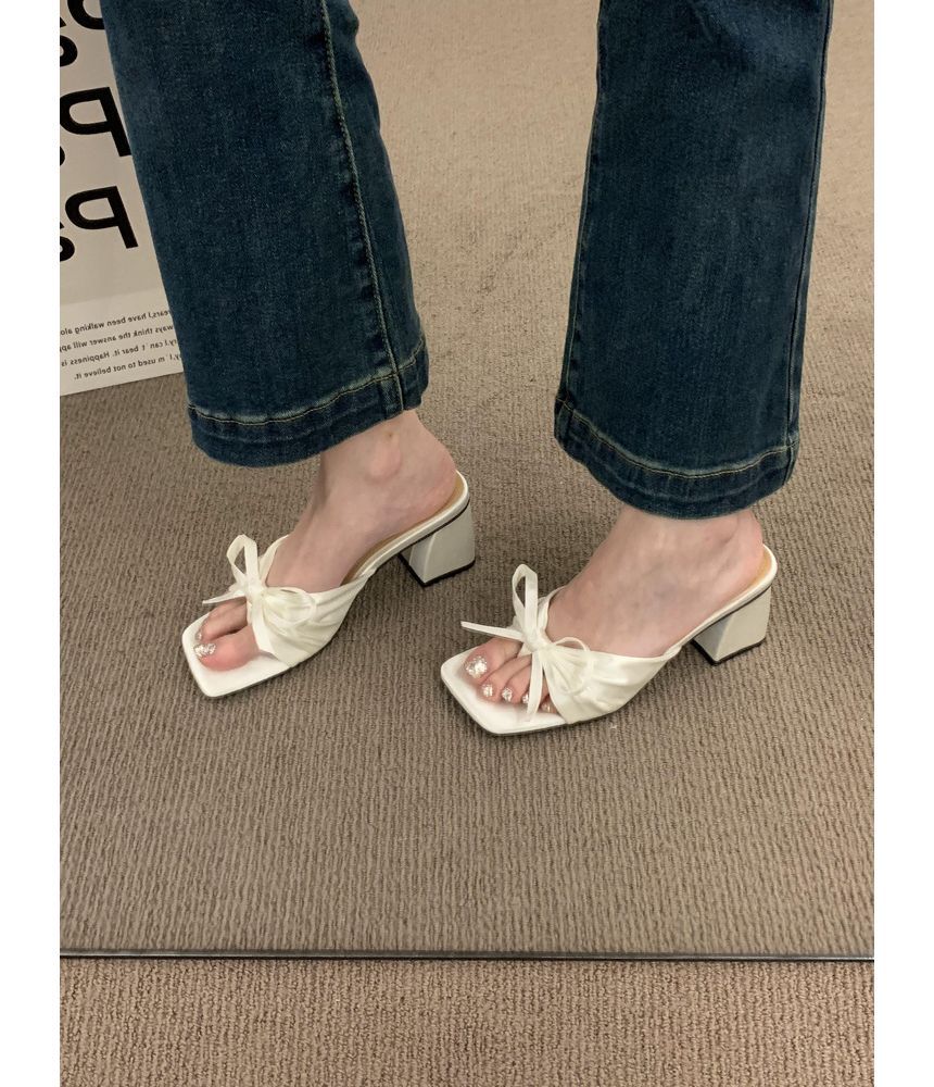 Bow Slide Heel Sandals Chunky