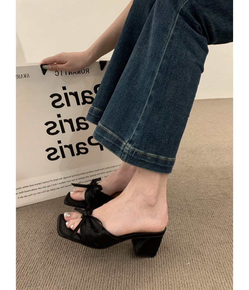 Bow Slide Heel Sandals Chunky