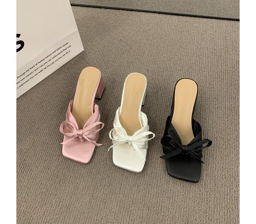Bow Slide Heel Sandals Chunky