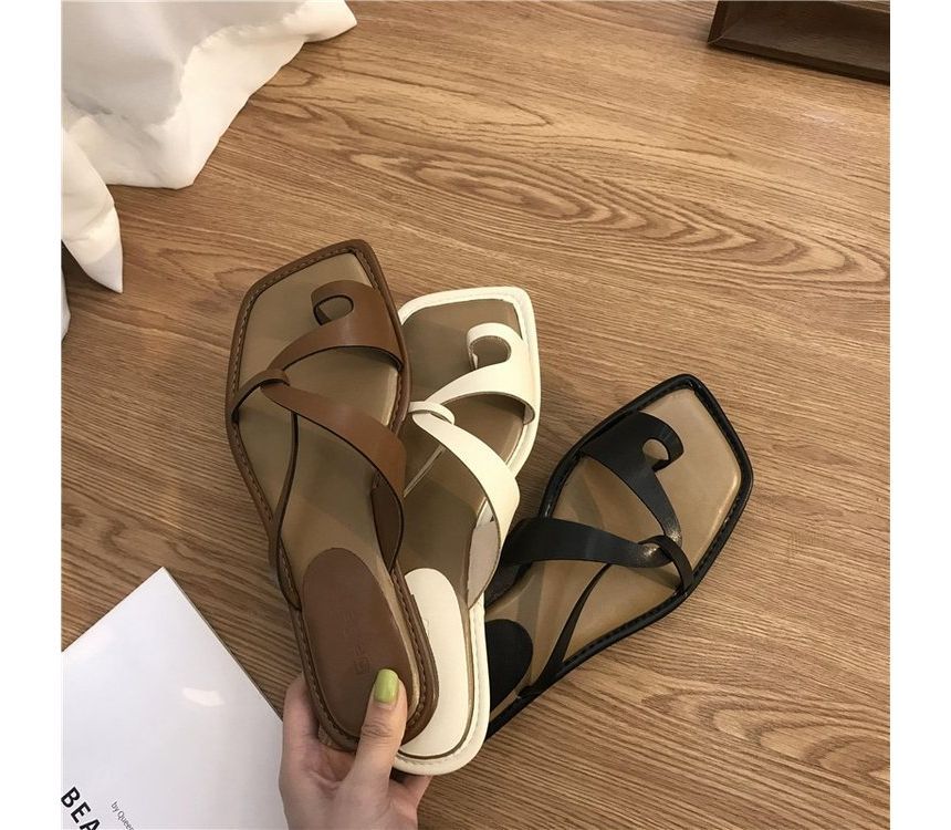 Sandals Square-Toe Toe-Loop Slide