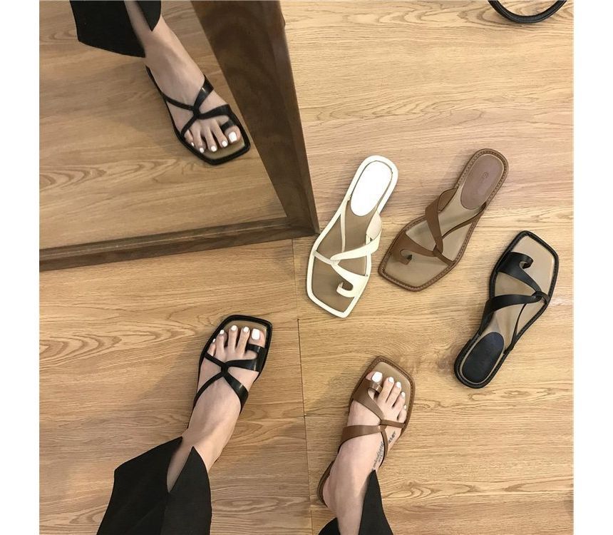 Sandals Square-Toe Toe-Loop Slide