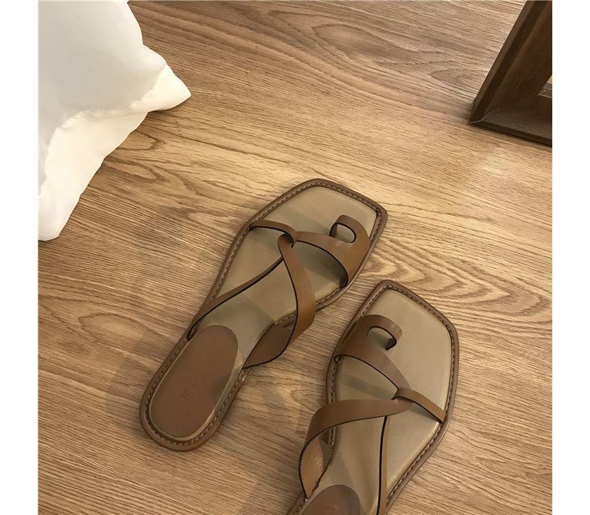 Sandals Square-Toe Toe-Loop Slide