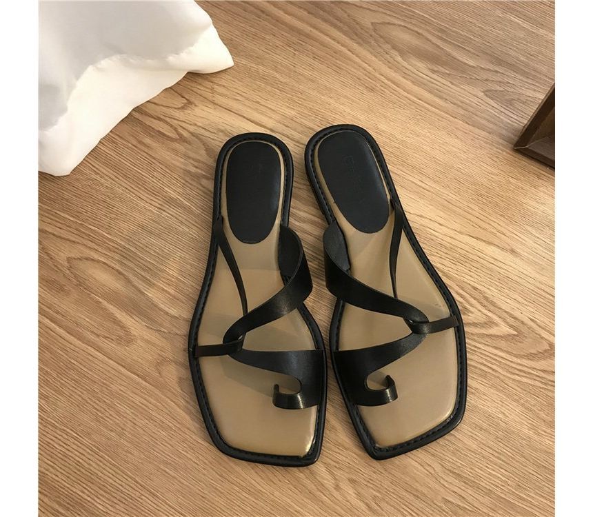 Sandals Square-Toe Toe-Loop Slide