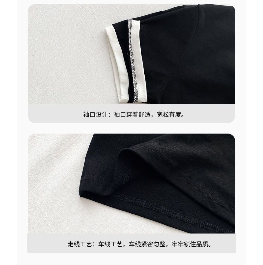 Short-Sleeve Ringer Round T-Shirt Neck