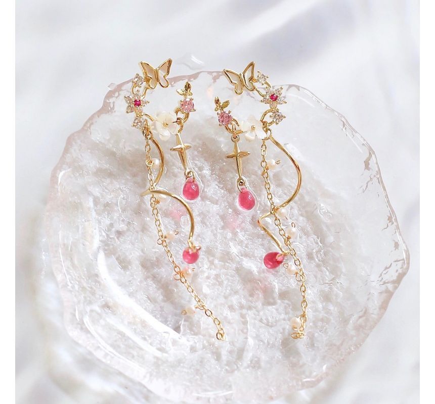 Fringed Swirl Earring Alloy Floral Butterfly