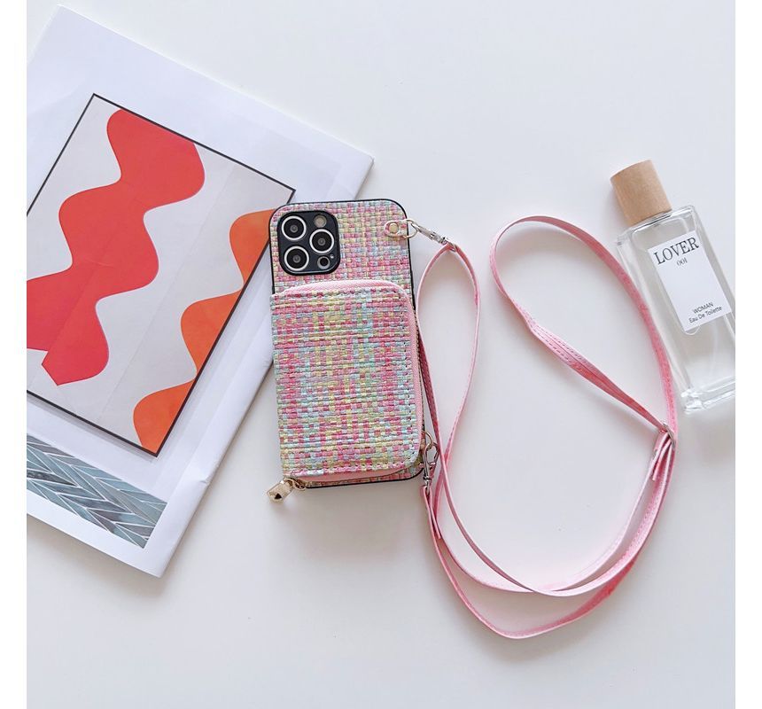 Card Holder Case Plaid Fabric Phone