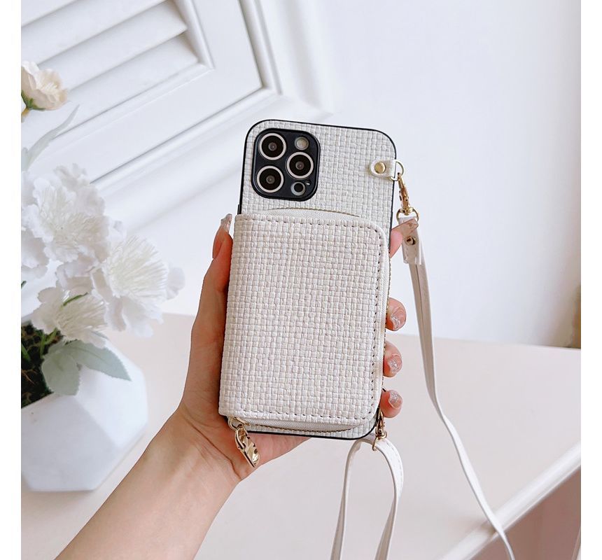 Card Holder Case Plaid Fabric Phone