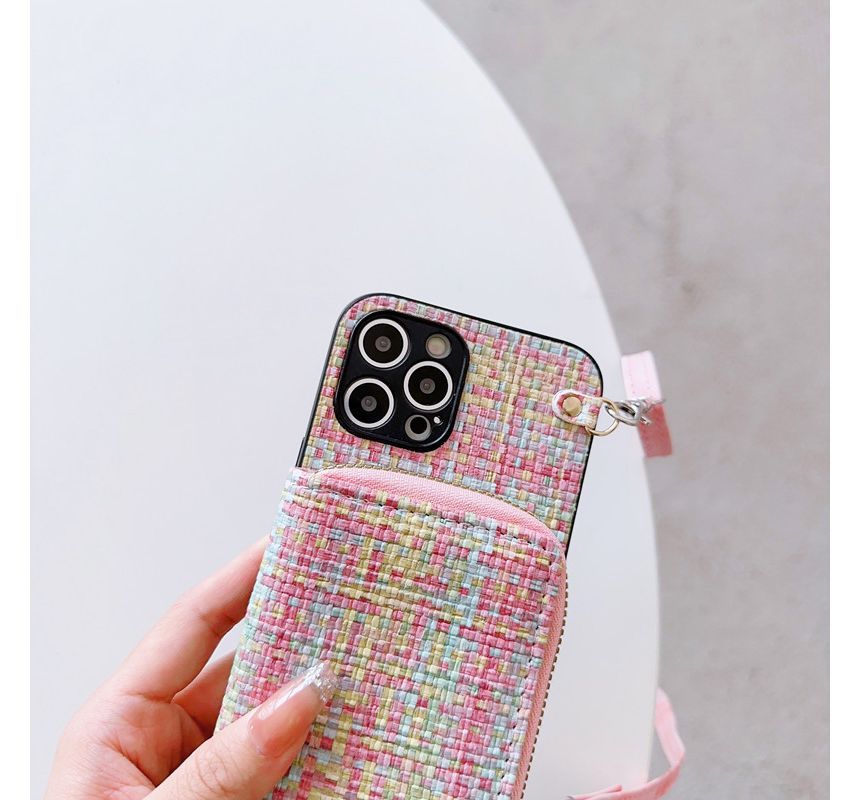 Card Holder Case Plaid Fabric Phone