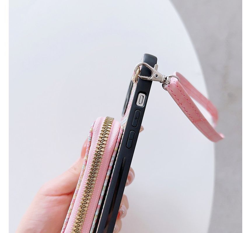 Card Holder Case Plaid Fabric Phone