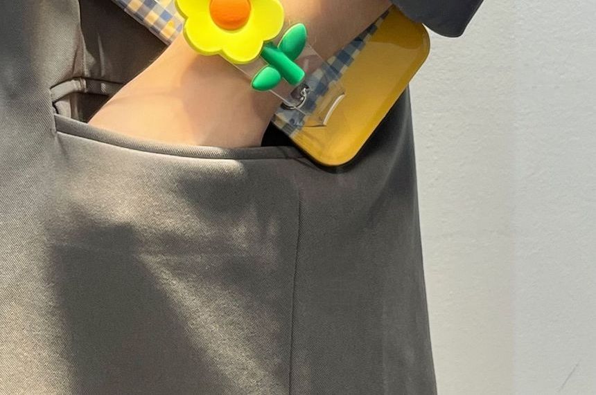 Wristband Case Phone Plaid Flower