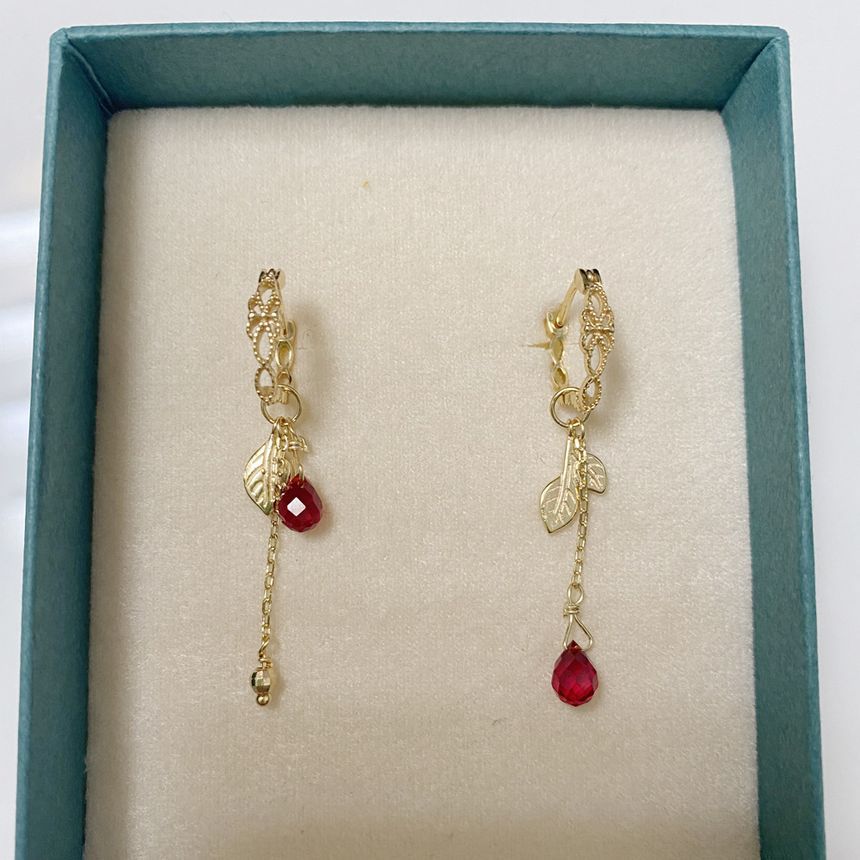 (various Asymmetrical Agate Drop designs) Earring Alloy Leaf