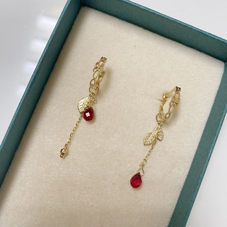 (various Asymmetrical Agate Drop designs) Earring Alloy Leaf