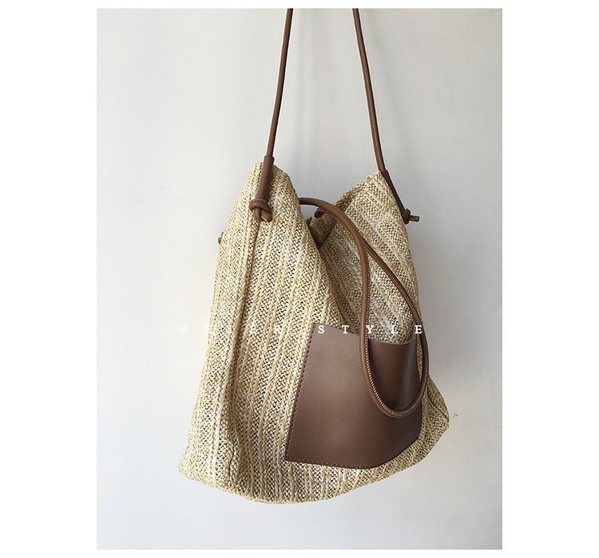 Applique Bag Tote Straw