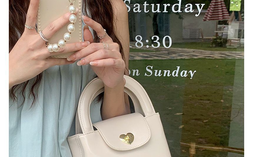 Handbag Lock Leather Faux Heart