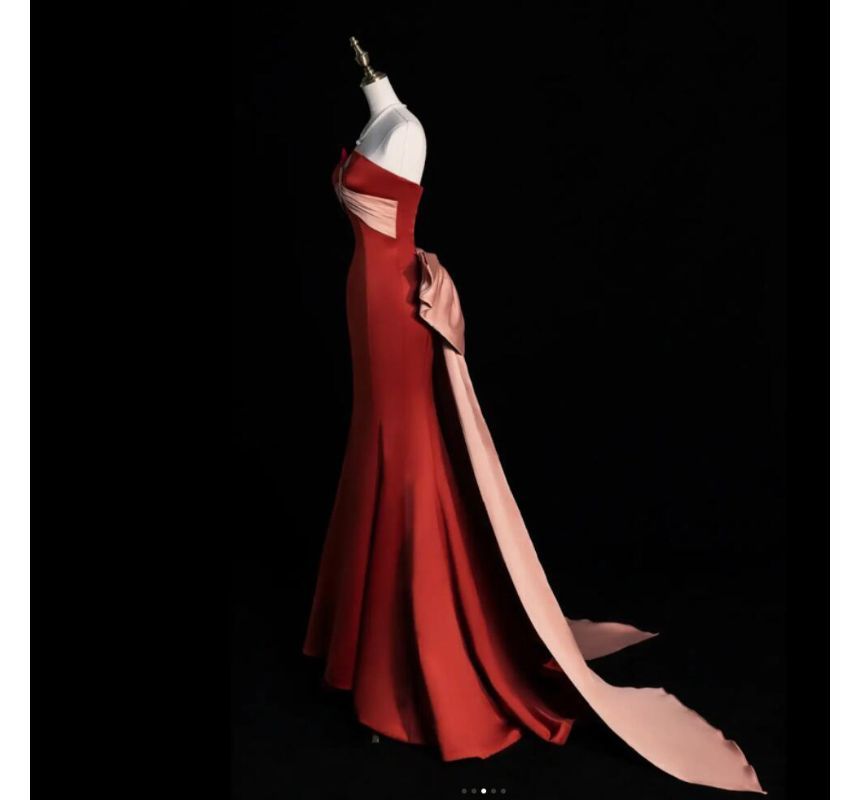 Tube Bow Two Mermaid Cross Evening Criss Gown Tone