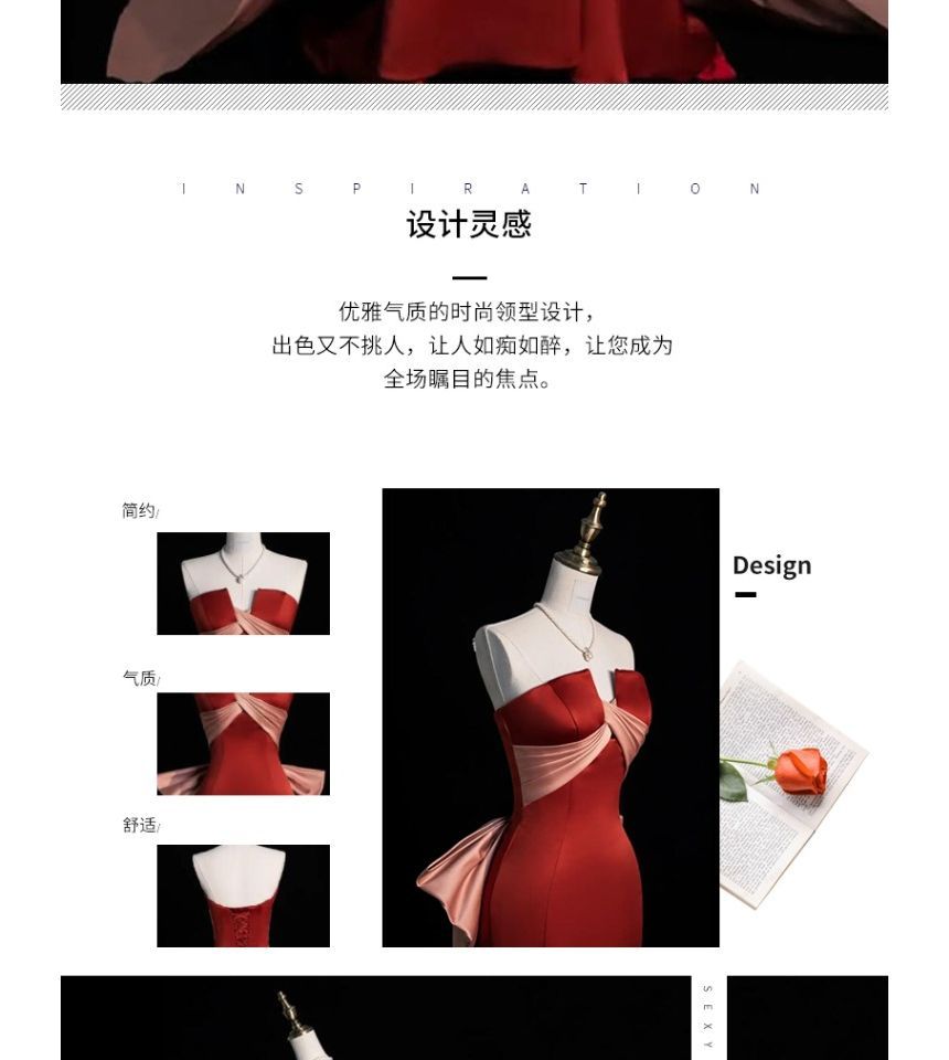 Tube Bow Two Mermaid Cross Evening Criss Gown Tone