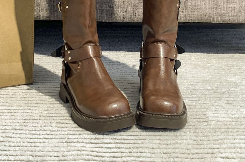 Buckled Short Platform Boots