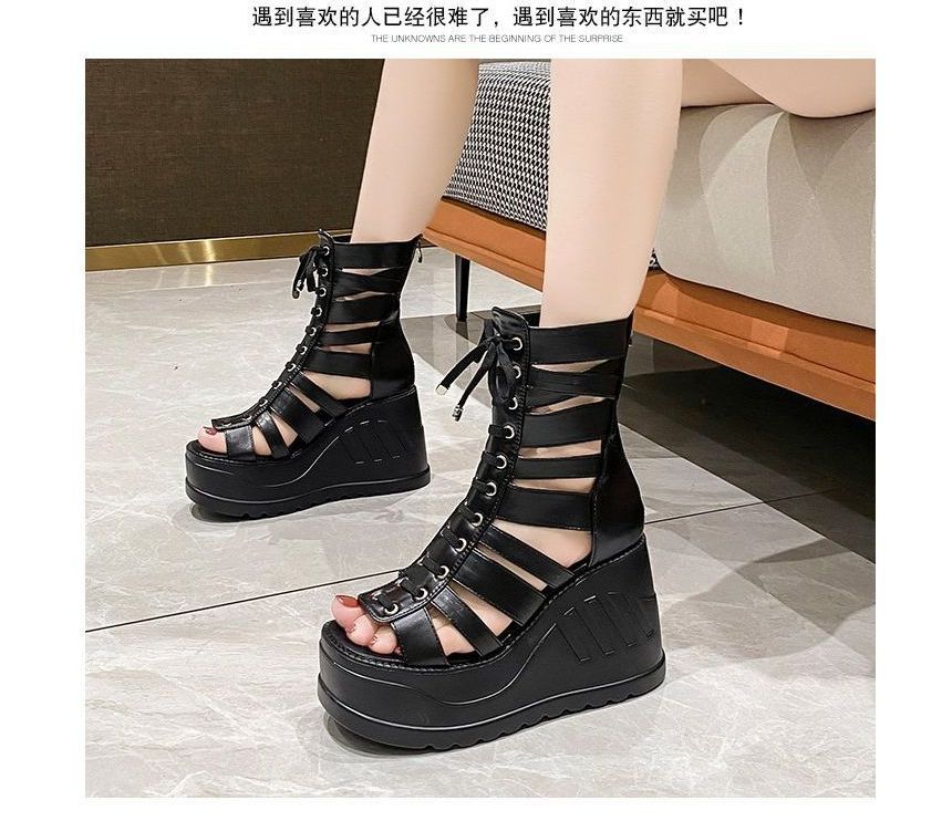 Wedge Lace-Up Sandals Platform Gladiator Heel