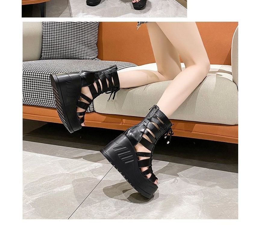 Wedge Lace-Up Sandals Platform Gladiator Heel