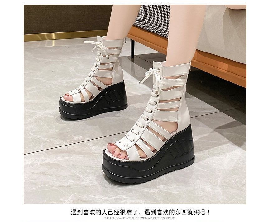 Wedge Lace-Up Sandals Platform Gladiator Heel