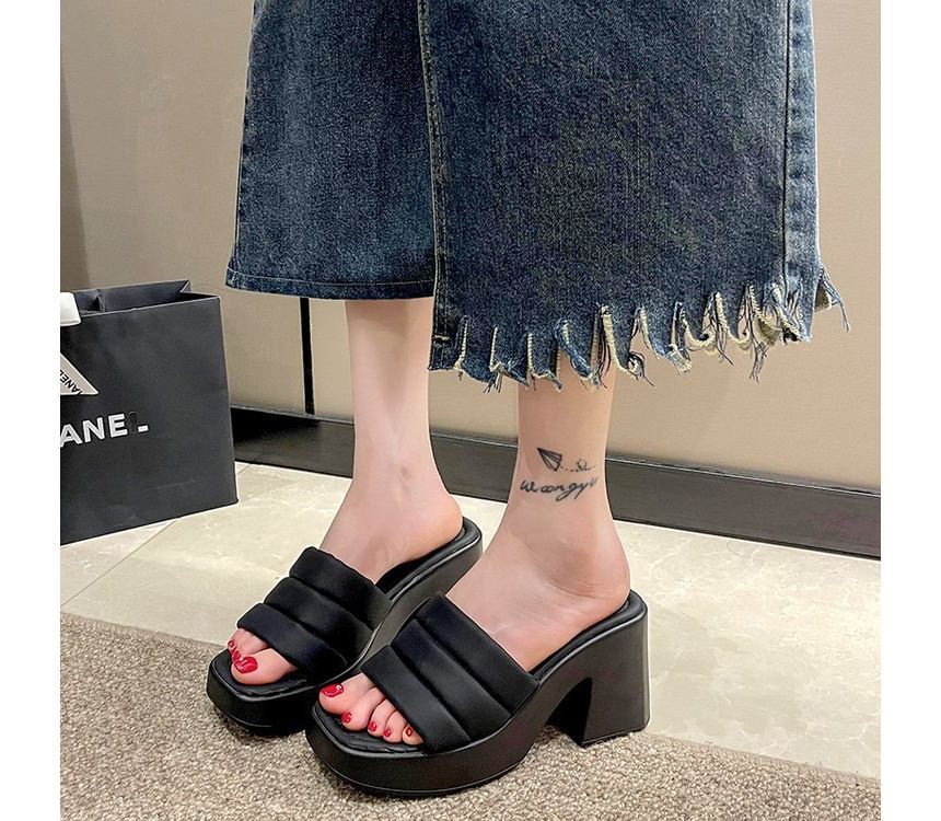 Slide Square-Toe Sandals Platform