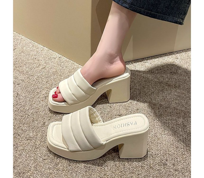 Slide Square-Toe Sandals Platform