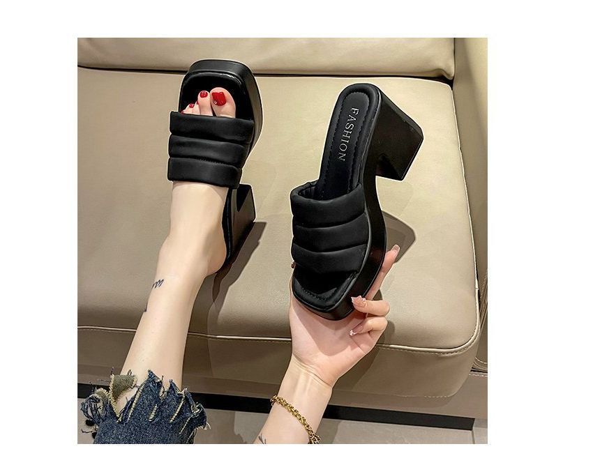 Slide Square-Toe Sandals Platform