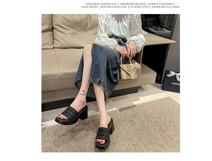Slide Square-Toe Sandals Platform