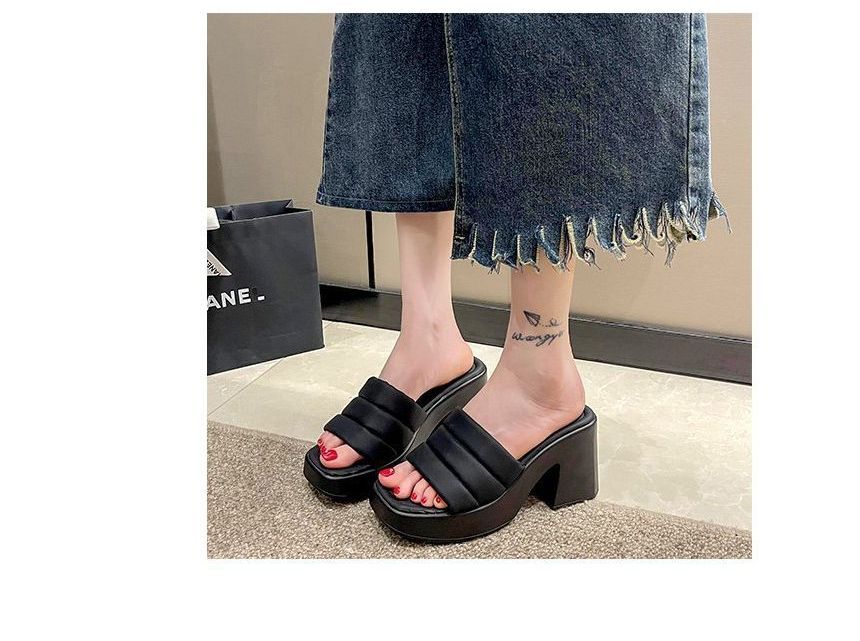 Slide Square-Toe Sandals Platform