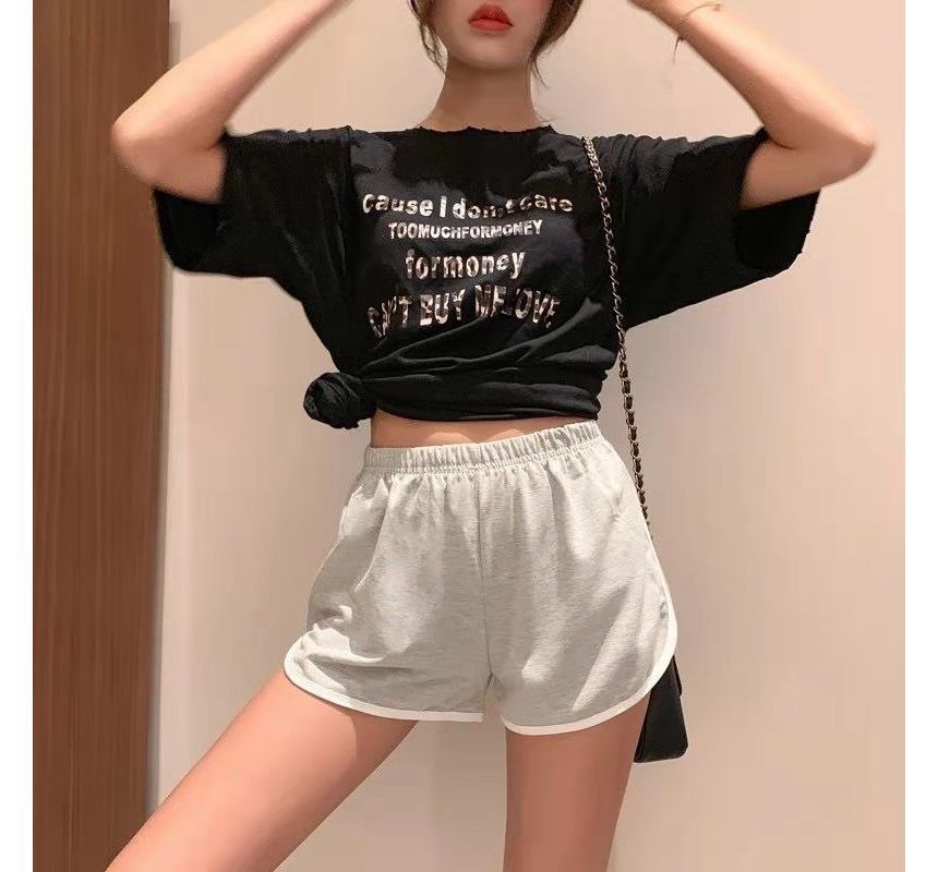 Waist Piped Shorts Elastic