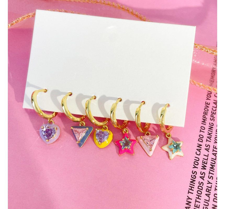 Designs) 6: Set Alloy (Various Earring of Star Dangle