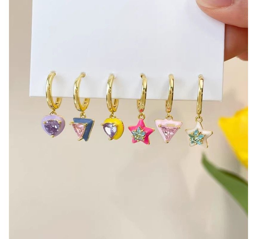 Designs) 6: Set Alloy (Various Earring of Star Dangle