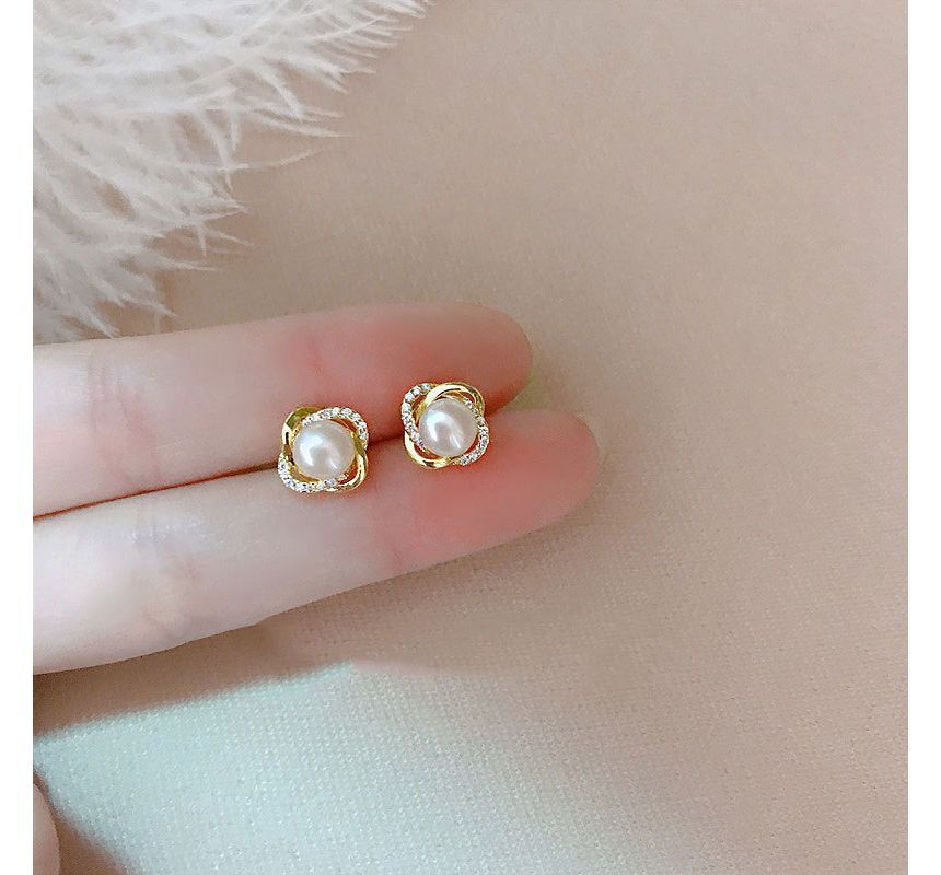 Faux Pearl Sterling Silver Stud Earring